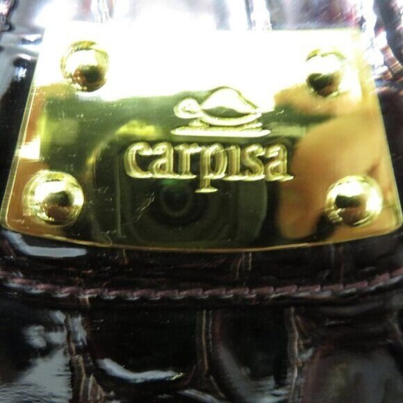 Carpisa Italian vegan leather red burgundy crocodile pattern handbag Stunning - Picture 5 of 13